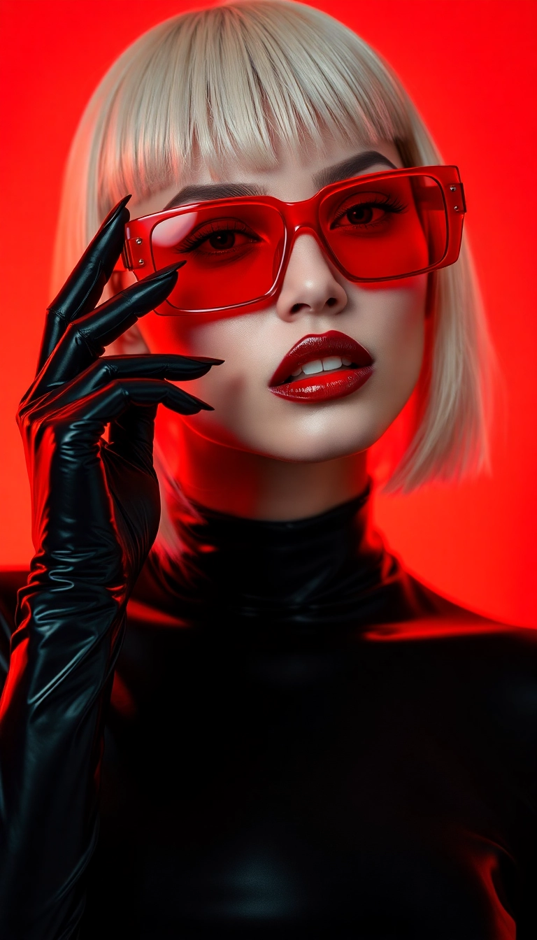 Best Fun Y2K Woman Fashion Model in Black and Red Phone Professional Wallpaper